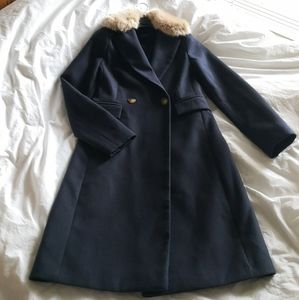 Topshop Longline Coat - Navy